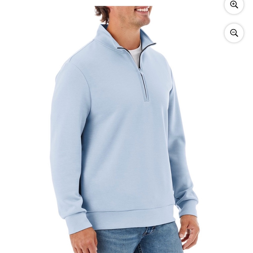 NWT- Member’s Mark Men Quarter-Zip Pullover in Light Blue. Size 3X - Picture 6 of 10